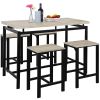 U_STYLE Dining Set; Bar Set; Dining Table with 4 Chairs; 5 Piece; with Counter and Pub Height