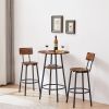 Round bar stool set with shelves, stool with backrest Rustic Brown,23.62''w x 23.62''d x 35.43''h