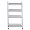 4-Tier Gap Kitchen Slim Slide Out Storage Tower Rack with Wheels, Cupboard with Casters - Silver