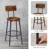 Round bar stool set with shelves, stool with backrest Rustic Brown,23.62''w x 23.62''d x 35.43''h