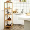 5 Tier Bathroom Shelf Wood Corner Rack Bamboo Multifunctional Storage Rack