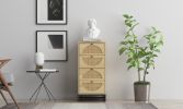 Natural rattan, Cabinet with 4 drawers, Suitable for living room, bedroom and study, Diversified storage