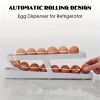 Egg Holder For Refrigerator: Automatically Rolling Egg Storage Container, 2 Tier Rolling Egg Dispenser, Space Saving Egg Tray For Refrigerator