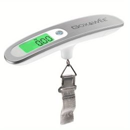 GOXAWEE 110lb/50kg Digital Handheld Luggage Hanging Baggage Scale With Backlight LCD Display (Items: With Strap-Silvery)