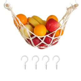 Fruit Hammock; Gray Fruit Basket; 100% Cotton; Screws & S Hooks; Banana Holder; Hanging Fruit Basket for Potato Storage (Color: Type 2)