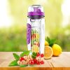 sFruit Infuser Water Bottle 32OZ Juice Shaker Sport w/ Flip Top Lid Anti-Slip Grips