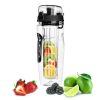 sFruit Infuser Water Bottle 32OZ Juice Shaker Sport w/ Flip Top Lid Anti-Slip Grips