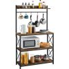 4-Tier Bakers Rack Kitchen Storage Shelf with S-Hooks