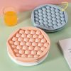 1pc; Hexagon Round Ice Cube Tray With Lid; Mini Circle Ice Ball Maker Mold For Freezer; 37pcs Sphere Ice Chilling Cocktail Whiskey Tea & Coffee