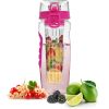 sFruit Infuser Water Bottle 32OZ Juice Shaker Sport w/ Flip Top Lid Anti-Slip Grips