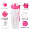 sFruit Infuser Water Bottle 32OZ Juice Shaker Sport w/ Flip Top Lid Anti-Slip Grips