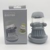 1pc Soap Dispensing Palm Brush With Holder; Soap Dispenser Scrub Brush; With Holder Storage Stand Set; Green; Grey