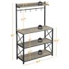 4-Tier Bakers Rack Kitchen Storage Shelf with S-Hooks