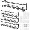 4Pcs Wall Mount Spice Racks Seasoning Herb Jar Holder Organizer Kitchen Pantry Door Storage Shelf