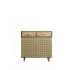 31.5'' Wide 2 Drawer Sideboard, Modern Furniture Decor, Made with Iron + Carbonized Bamboo, Easy Assembly