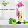 sFruit Infuser Water Bottle 32OZ Juice Shaker Sport w/ Flip Top Lid Anti-Slip Grips