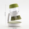 1pc Soap Dispensing Palm Brush With Holder; Soap Dispenser Scrub Brush; With Holder Storage Stand Set; Green; Grey