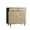 31.5'' Wide 2 Drawer Sideboard, Modern Furniture Decor, Made with Iron + Carbonized Bamboo, Easy Assembly