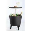 Modern cool bar and side tables, outdoor patio furniture with 7.5 gallon beer and wine cooler,