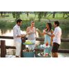 Modern cool bar and side tables, outdoor patio furniture with 7.5 gallon beer and wine cooler,