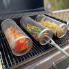 Stainless Steel Barbecue Cooking Grill Grate Outdoor Camping BBQ Drum Grilling Basket Campfire Grid Picnic Cookware Kitchen Tool